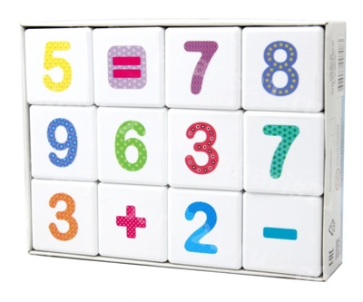 Кубики Школа дошколят Веселая арифметика 12 шт (без обклейки)