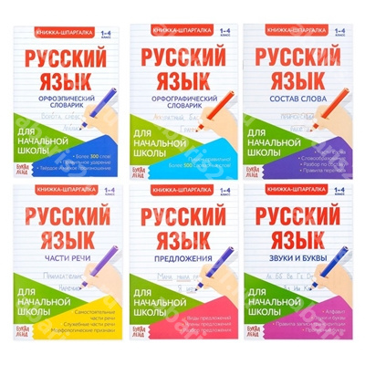 Шпаргалки по Русскому языку набор. Для начальной школы 1-4 Класс. (6 шт.)